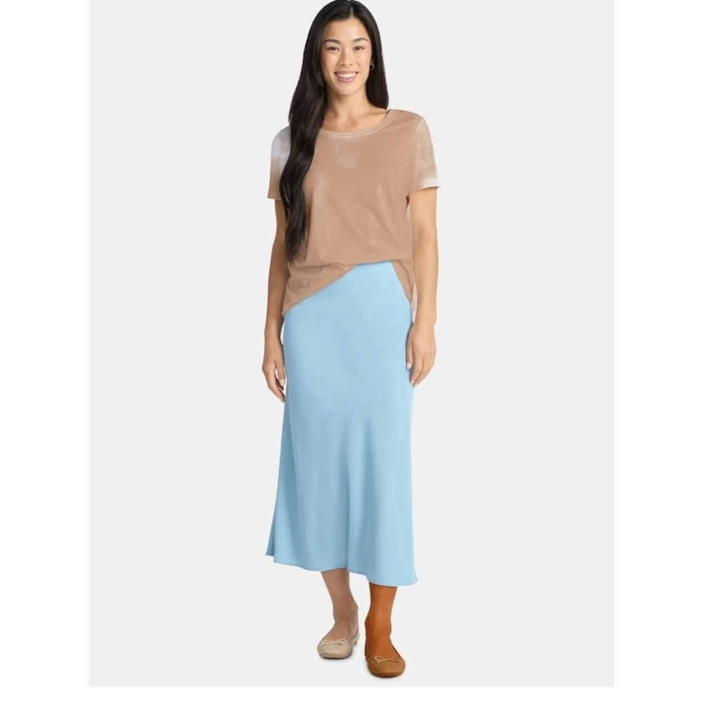 Women MIDI PULL ON SLIP LIGHT BLUE SKIRT BOHO SIZE 22